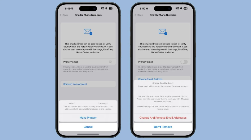 富蕴苹果手机维修分享苹果 iOS 18.1 支持设置“主要”邮箱地址并更改 iCloud 邮箱 